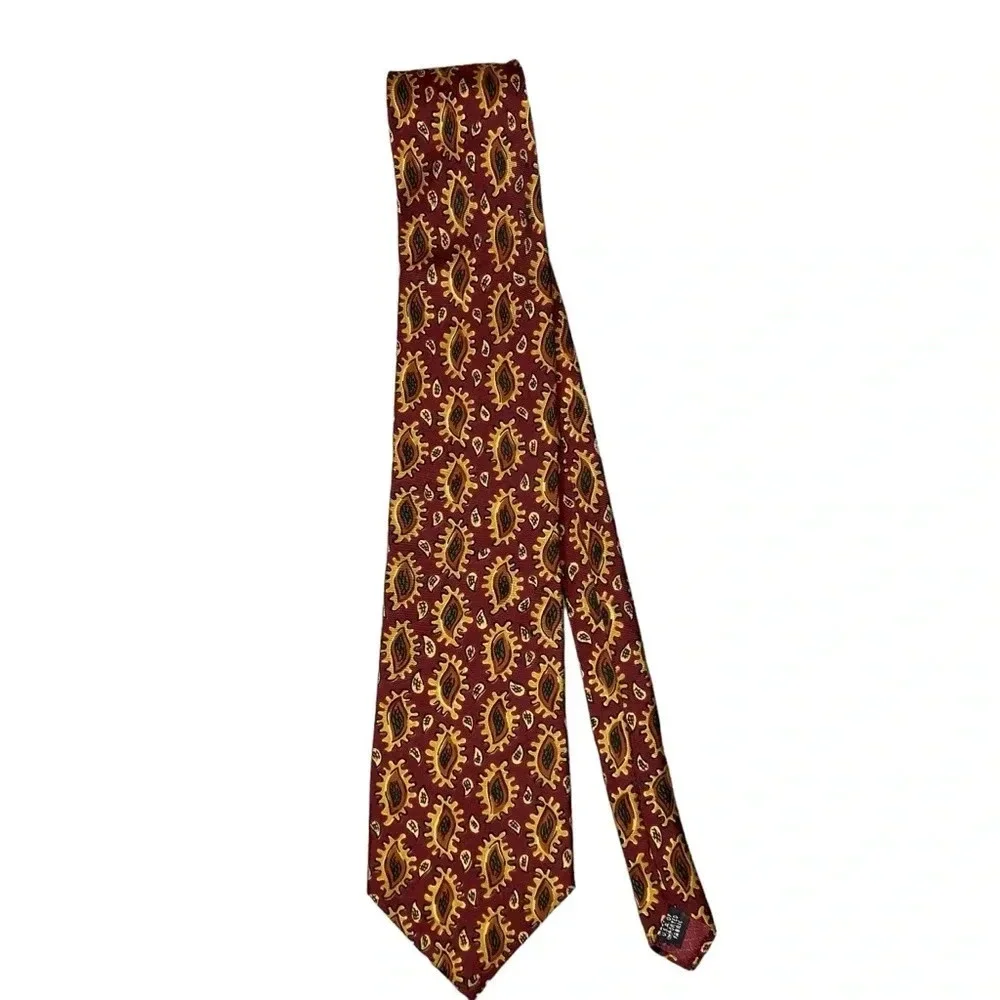 Christian Dior Men's Burgundy Geometric Print Neck Tie